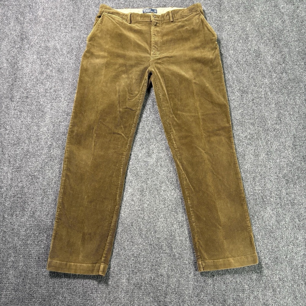 Vintage Polo Ralph Lauren Pleated Corduroy Pants Mens 38x33 Brown Cotton Preppy
